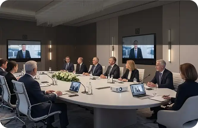 Cape Canaveral AV Rentals AV equipment rental setup for trade show booth near Kennedy Space Center.